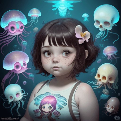AI generated: chibi cartoon image of a chubby girl, another short girl with freckles, a brunette, both funny, and ...