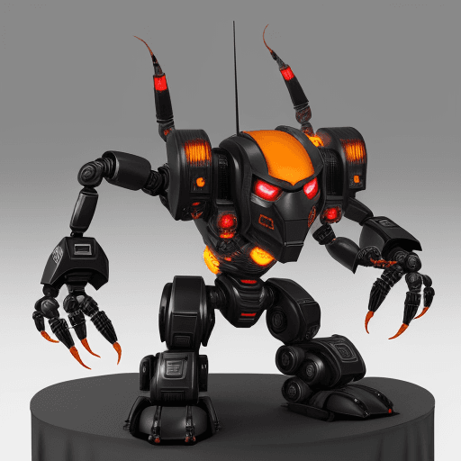 AI generated: iron scorpion, scorpion robot, robot detailed, scorpion robot model detail, black scorpion robot