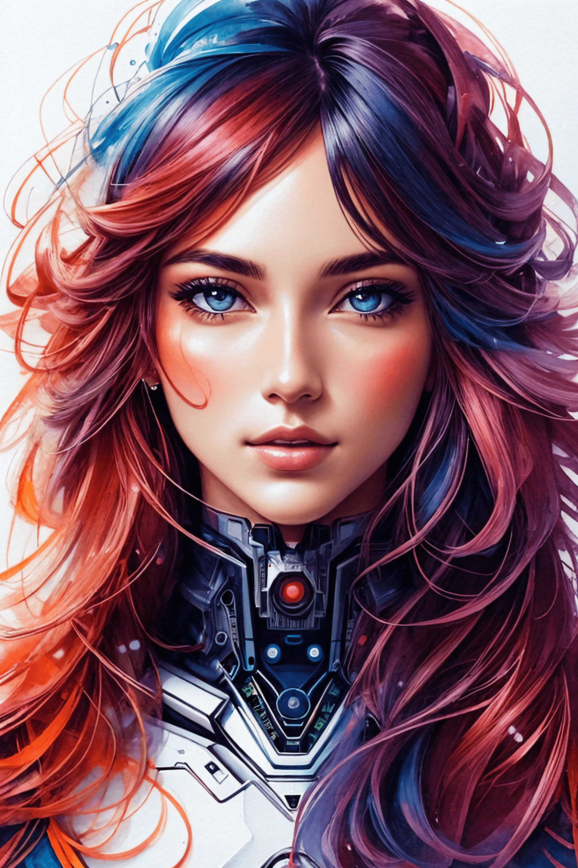 AI generated: Portrait of a [pretty woman: robot:0.4] | centered| intricate| highly detailed| breathtaking beauty|...