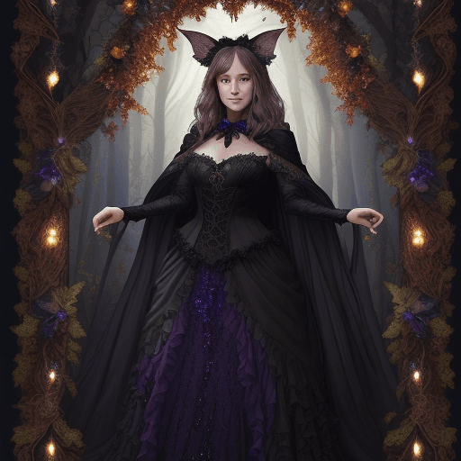 AI generated: Realistic jewel tones photograph of detailed full body costume on autumn faerie, steward and keeper ...