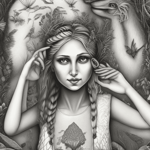 AI generated: image of a pretty blonde woman wearing a white tank top, in the style of manjit bawa, wilderness, co...