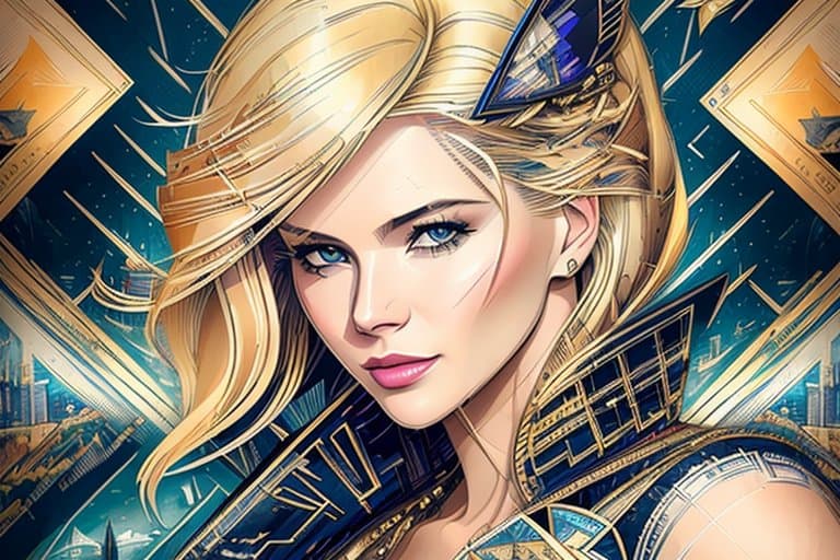 AI generated: stunning blonde lady, (style of Derek Gores:1.4), Hand drawn, dark, atmospheric 4k ultra detailed, c...