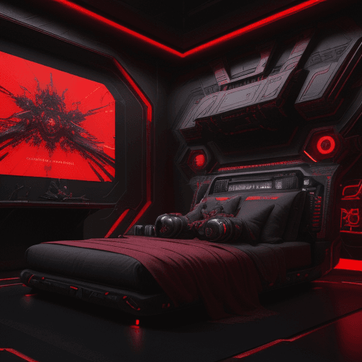 AI generated: THE MOST COMFORTABLE BED IN THE PLANET, NEW MOST ADVANCED TECH INCORPORATED GAMING BED, ANIME CYBERP...