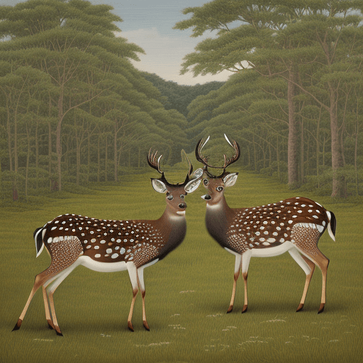 AI generated: Rural artwork with sika deer and ginseng themes

