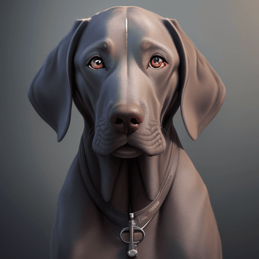 AI generated: playful ,Weimaraner  dog, face, perfect eyes, highly detailed, comprehensive cinematic, digital pain...