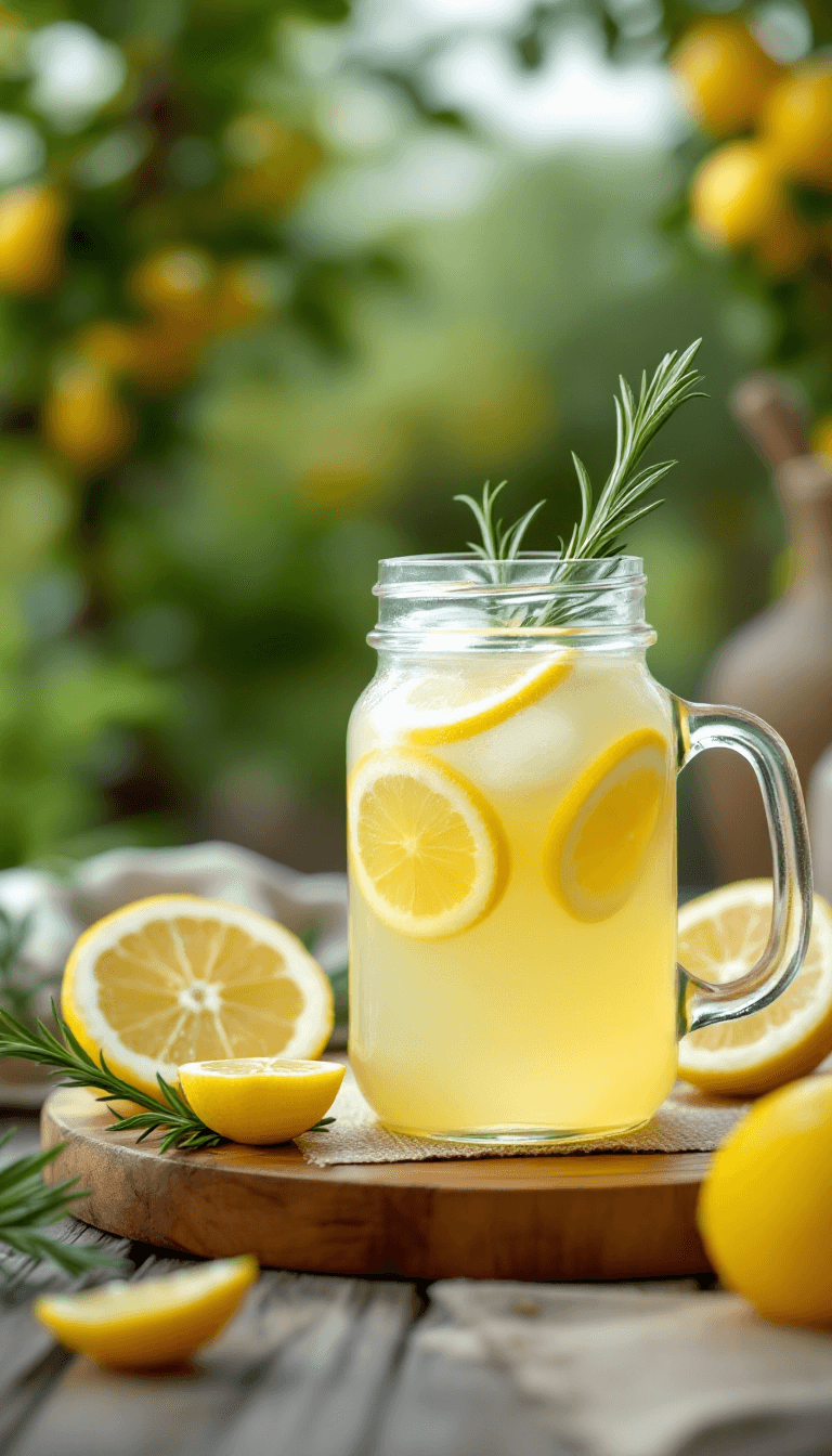AI generated: a mouth - watering shot of a tangy lemonade, served in a mason jar with slices of fresh lemon and a ...