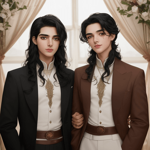 AI generated: Two boy,captivating couple, embody the essence of love's enchanting journey. Pairoj stands tall with...
