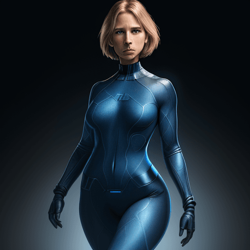 AI generated: female dressed as invisible woman, (full body visible), looking at viewer, portrait, photography, de...