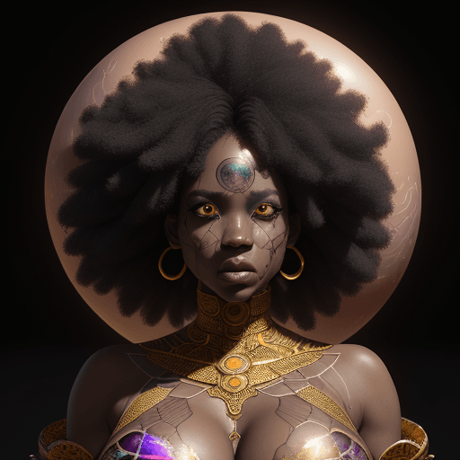AI generated:  afrocentric black woman 
(the universe as an egg being cracked, colorful:1.3), hyper detailed, dram...