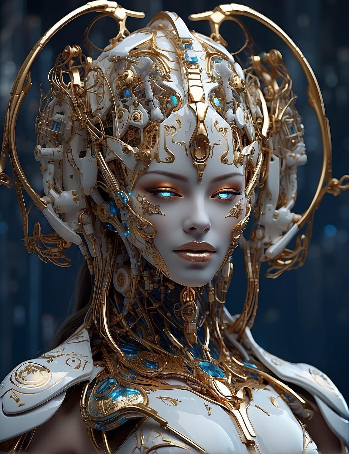 AI generated: A resplendently imposing celestial zealous cyborg, every aspect brimming with divine fervor and mech...