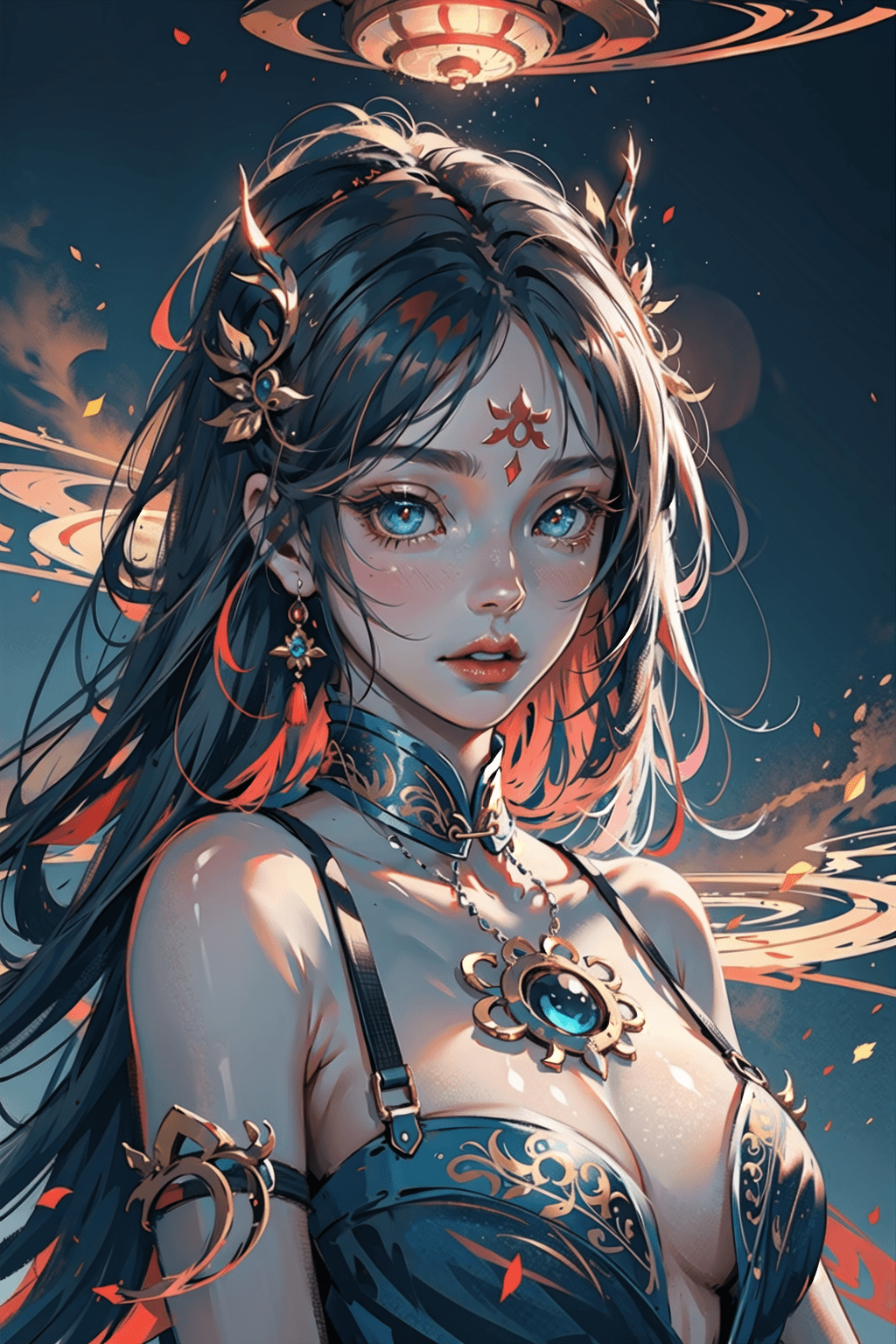 AI generated: ((cinematic light)), hyper detail, dramatic light, intricate details,(unreal goddess, chinese god ne...