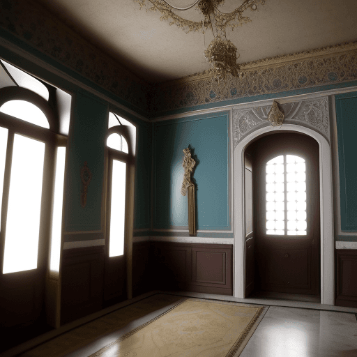 AI generated: Interior de uma casa do século XIX em um vilarejo na europa. Dentro da casa, uma menina de 16 anos o...