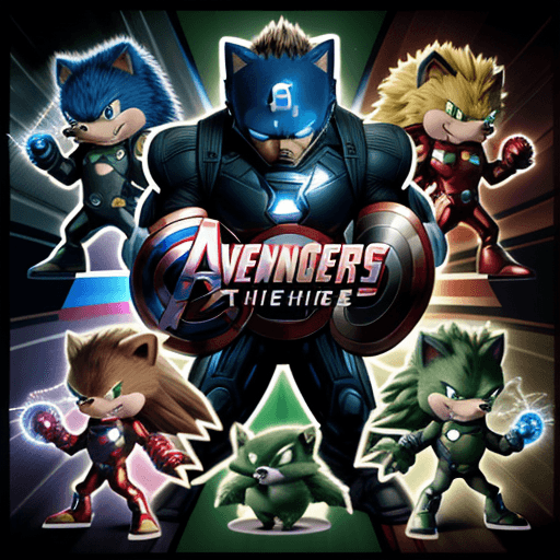 AI generated: Draw the Avengers as Sonic characters! Iron Man as a techno-savvy hedgehog in a high-tech suit, Capt...