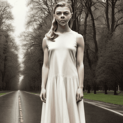 AI generated: (16k, best quality, master:1.2) HDR, a 19 yo white woman in a rainy evening. White cotton knee-long ...