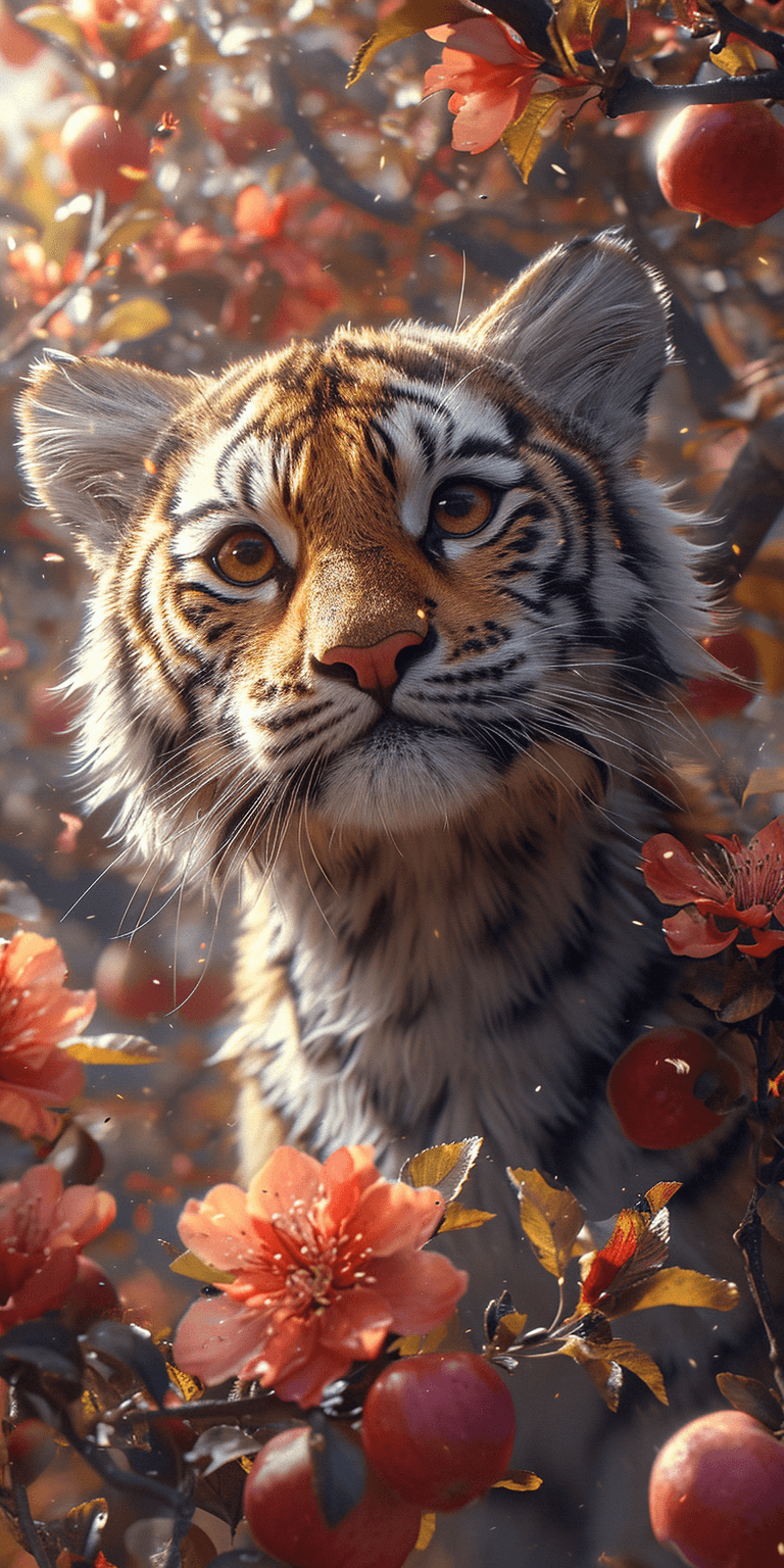 AI generated: digital art of a beautiful tiger pokemon under an apple tree, cartoon style,Matte Painting,Magic Rea...