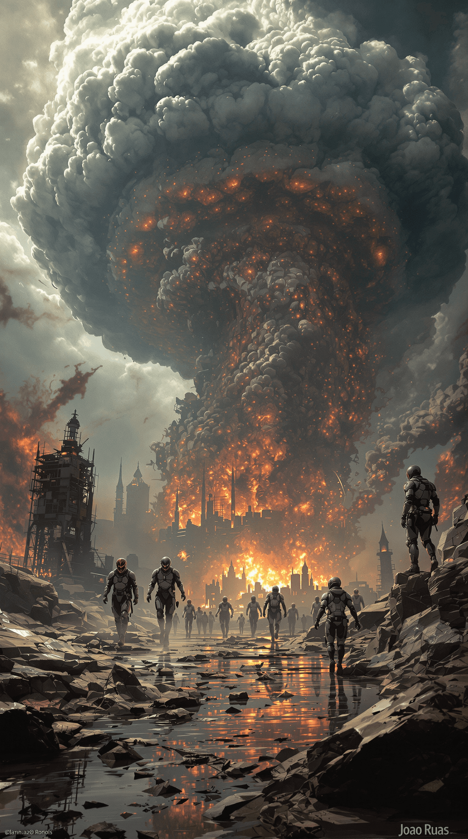 AI generated: /imagine prompt an amazing futuristic dystopian image (in the style of the artist Joao Ruas:1.9), En...