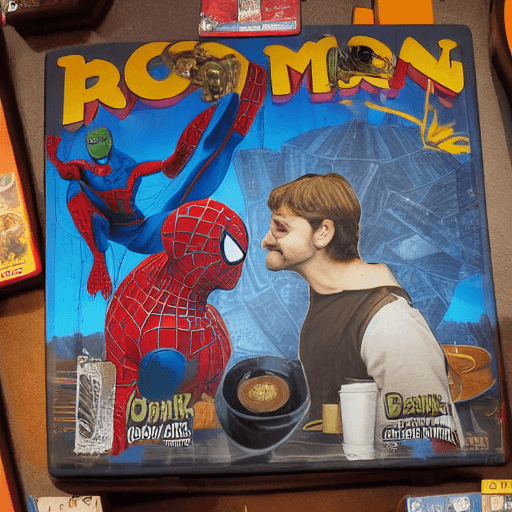 AI generated: High-resolution photo about friends from cosmic books who are spiderman, iron man, hulk, batman, jok...