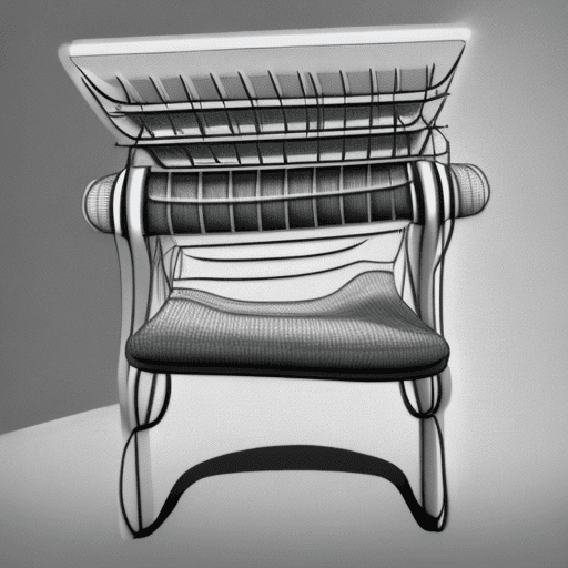 AI generated: chair, tubular structure, crossed structure. Confy look, sketch style