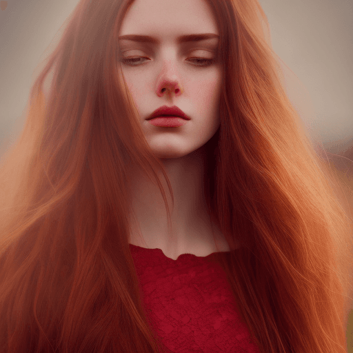 AI generated: full body photo of a beautiful Irish girl, adorable face, red long layered hair, no makeup, realisti...