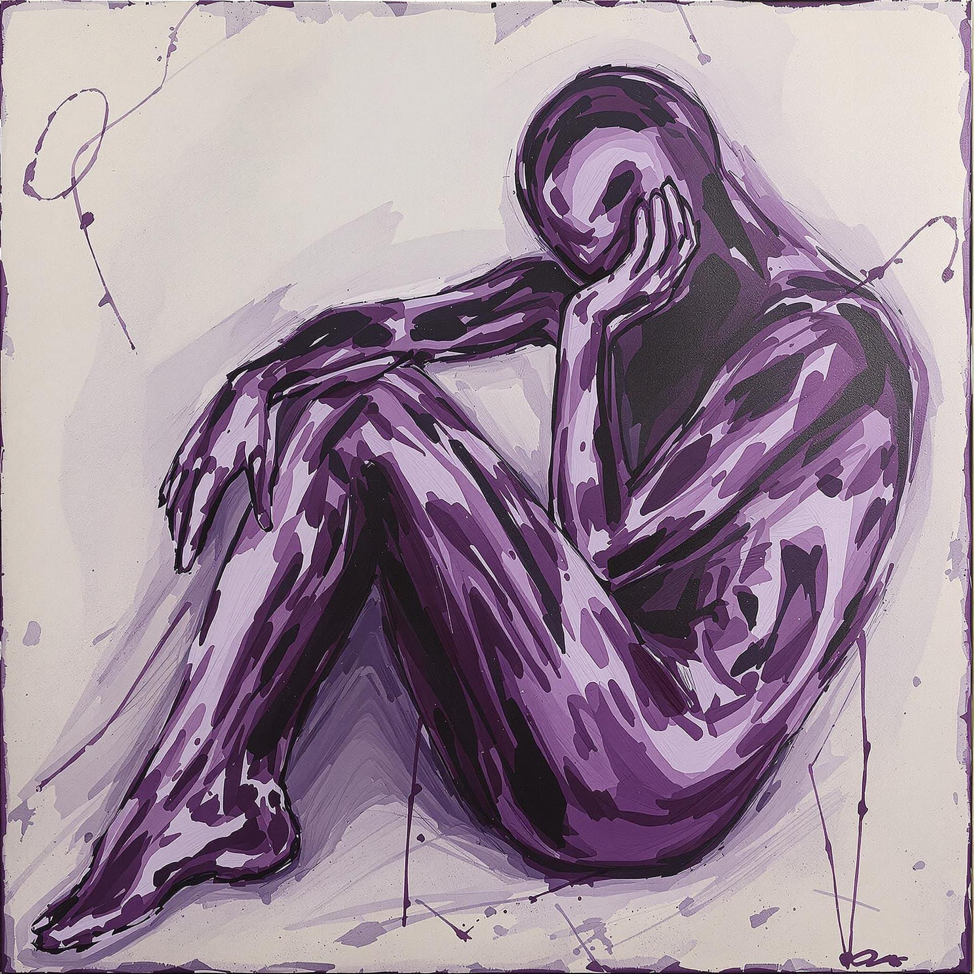 AI generated: The painting depicts a figure in a state of contemplation or introspection. The figure is seated wit...