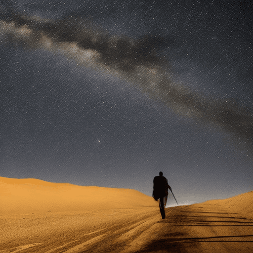 AI generated: un hombre camina y una estrella lo proteje