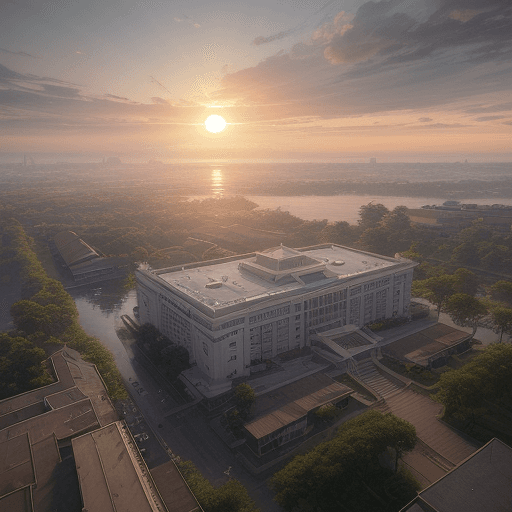 AI generated: Very realistic photo of rri pontianak building, dramatic light, sunrise , cinematic lighting, broken...