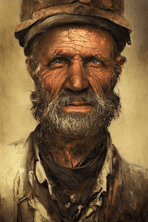 AI generated: a portrait of an old coal miner in 19th century, beautiful painting with highly detailed face by gre...