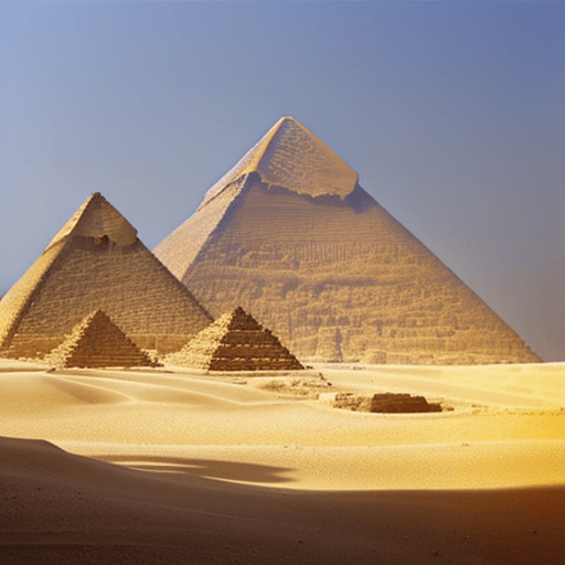 AI generated: Egypt Pyramids in a very advanced civilization