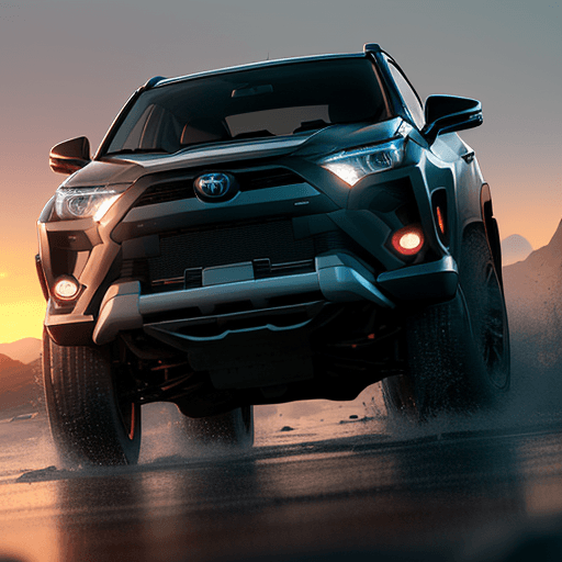 AI generated: Photo of a ultra realistic radical super toyota rav 4 of futur, on lune, dramatic light, pale sunris...