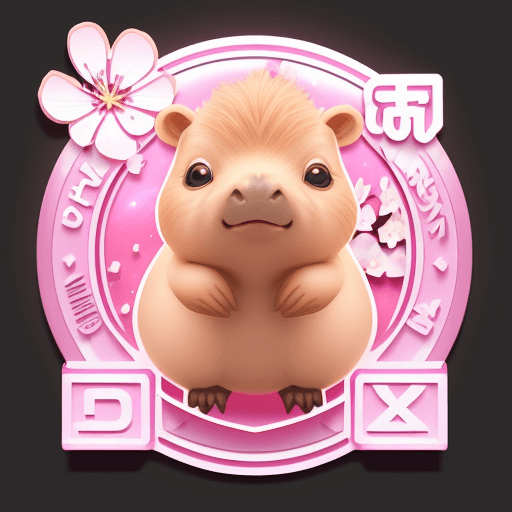 AI generated: 3D Logo for online shop vector style, matrix, cute, pink, galaxy kwai, flashes combined with capybar...