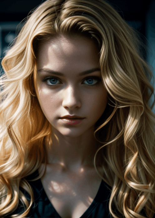 AI generated: ultra professionnal photo of a girl in a dark room, affraid, red light, pupiils dilaited, soft hair,...