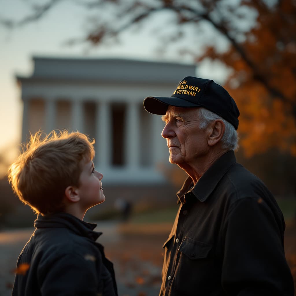 AI generated: Create a poignant and emotionally rich image that captures a generational exchange between an elderl...