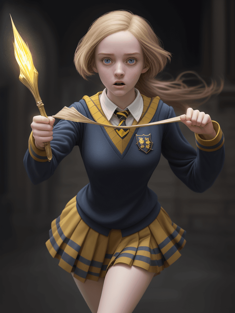 AI generated: hogwarts legacy, poppy sweeting, 16 years old, 4 feet tall, beautiful face, collar-bone, perfect bod...