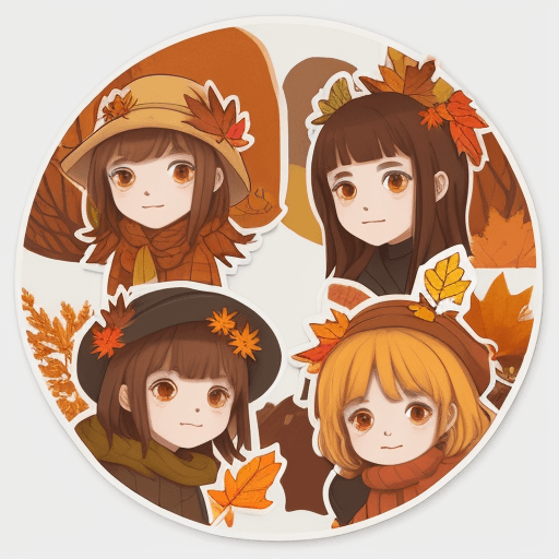 AI generated: an autumn themed sticker set, —ar 2:3