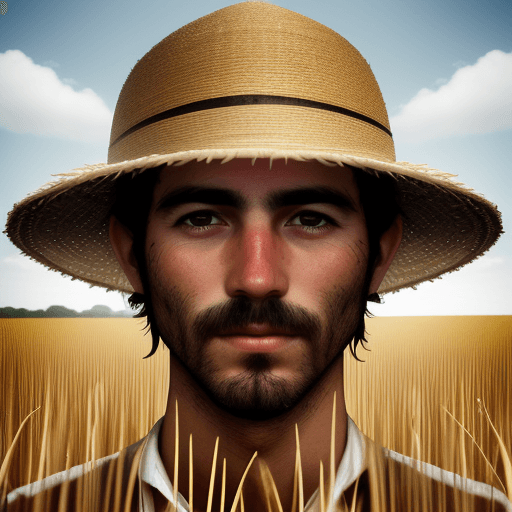 AI generated: Spanish farmer + rice double exposure
