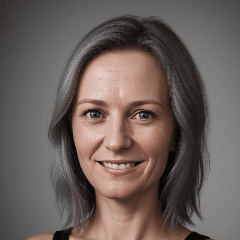 AI generated: hyper realistic headshot photo of a 35 year old danish (woman 1.5), (black: grey: 0.5) hair, slim, s...