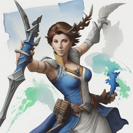 AI generated: High resolution photograph of phara with painted watercolor flying pointing with his weapons