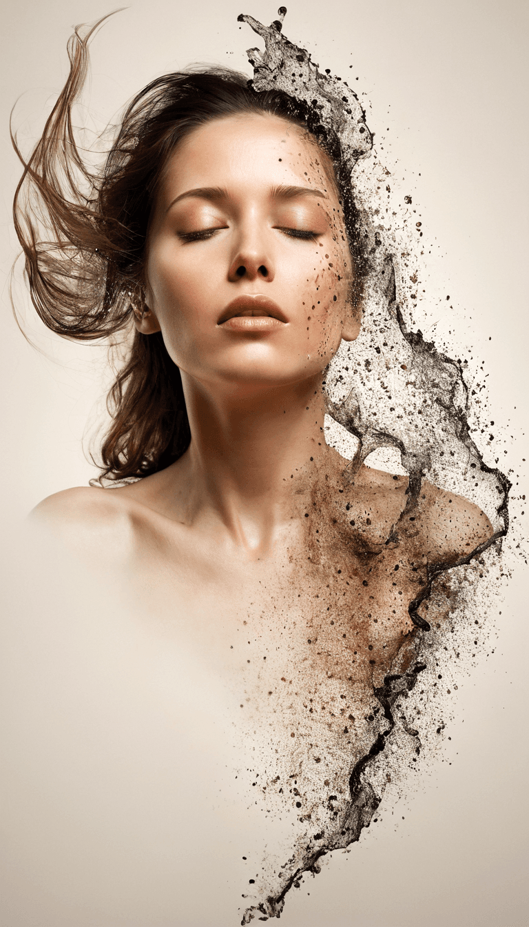 AI generated: fashion editorial, highly detailed photo, fashion photography, old paper close-up black haired girl ...