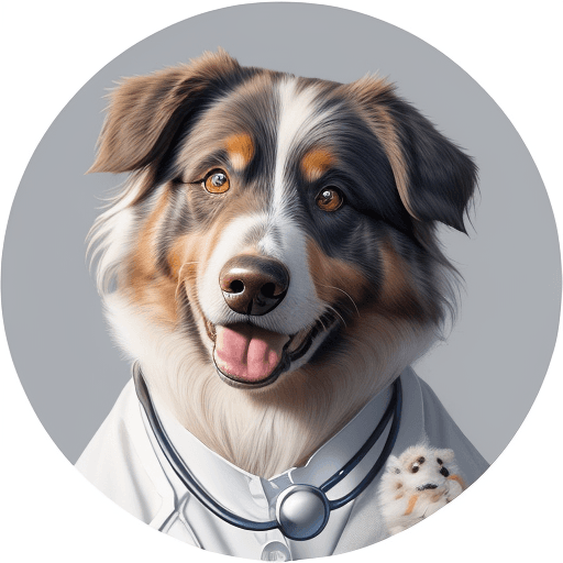 AI generated: A stunningly realistic portrait for T-Shirt-Designs of an Australian Shepherd dressed as a doctor, w...