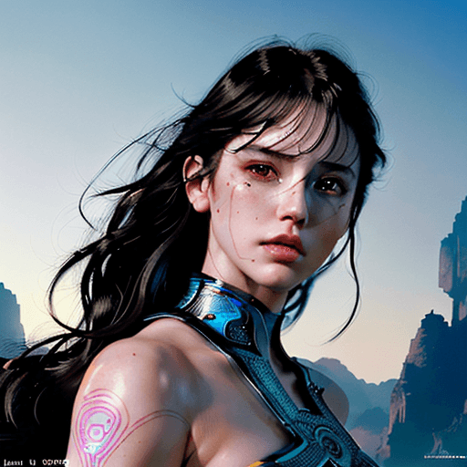 AI generated: futuristic cute, high resolution, 4k, ultra realistic, photo realistic, strong warrior princess| cen...