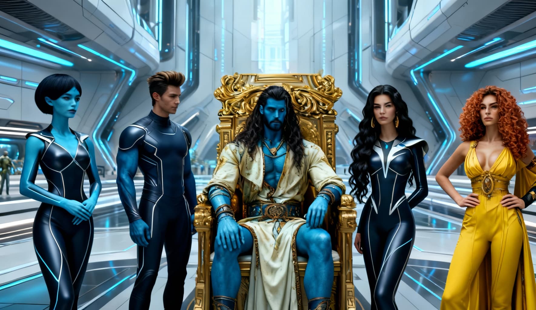 AI generated: Combine characters into an elegant, group image of culture. Change expressive and emotional depth. C...