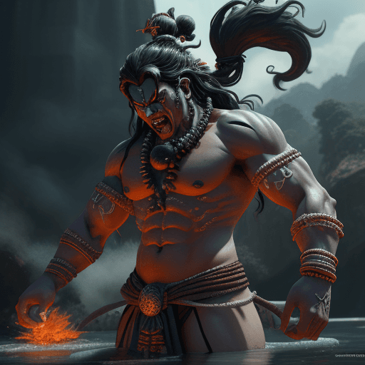 AI generated: Lord Shiva in rage, trending on artstation, 4k, hyper realistic, focused, extreme details, unreal en...
