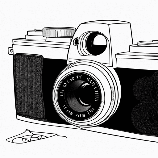 AI generated: A minimalist line art design featuring a vintage camera with the inscription "Capture Memories" hidd...