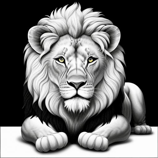 AI generated: coloring book page of a lion in black and white adorable