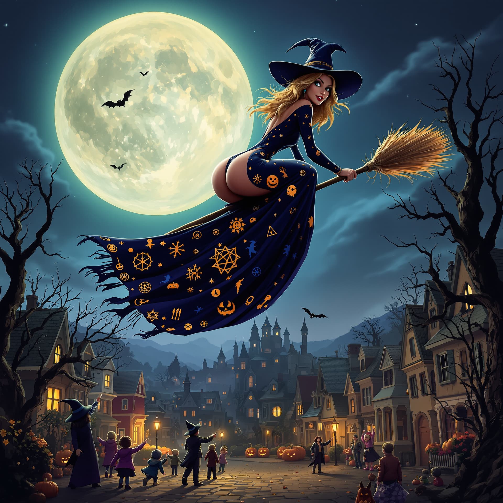 AI generated: uultrarealistic, fashion photography style, a beautiful, voluptuous witch in a long, form fitting go...