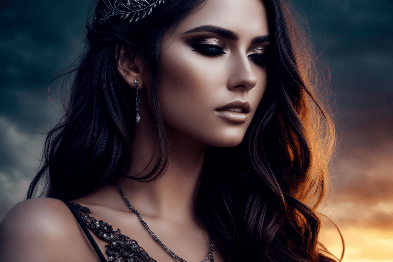 AI generated: Beautiful pagan druid, stonehenge, ritual, Victoria Frances, luis royo, (french:0. 3, italian:, Roma...