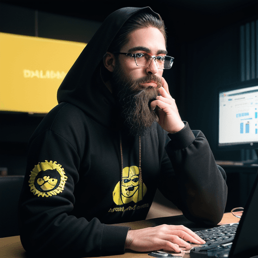 AI generated: 
457 / 5.000
hacker, darkroom, coder, computer, man, medium beard, cool, grunge, (typing), ultra-det...