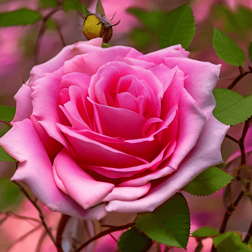 AI generated: rosa oscura con aura dorada eterea brillante a su alrededor, en un campo de flores en la noche