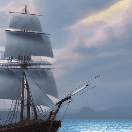 AI generated: Photo of a ultra realistic sailing ship, dramatic light, pale sunrise, cinematic lighting, battered,...