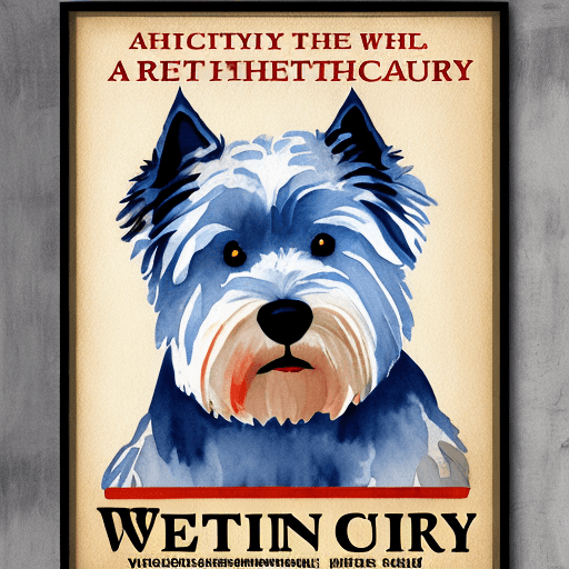 AI generated: a poster "A Family Veterinarian" with a West Highland Terrier watercolor portrait, on the bottom of ...